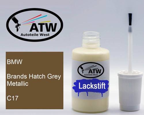 BMW, Brands Hatch Grey Metallic, C17: 20ml Lackstift, von ATW Autoteile West.